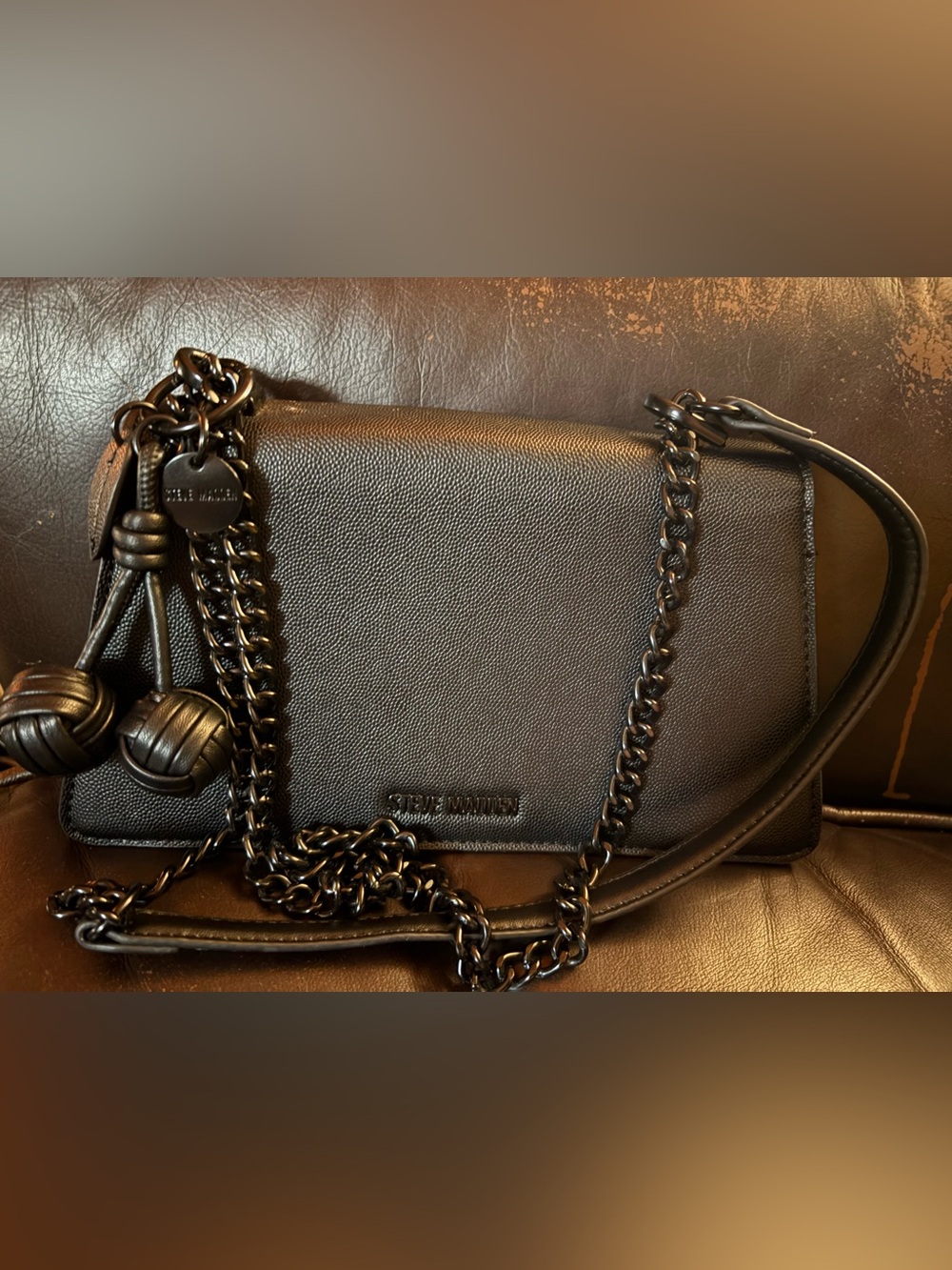 Steve Madden Bjonna2 Black faux Leather crossbody